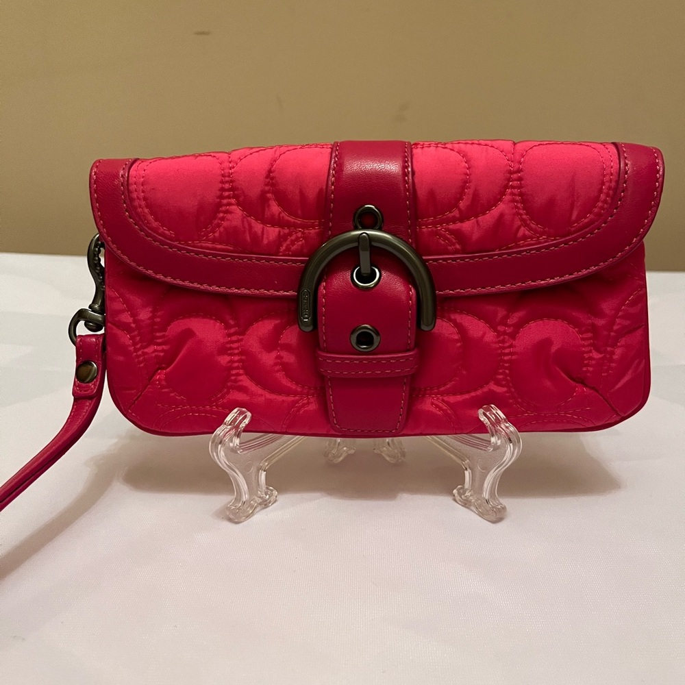 Coach SoHo Wristlet Hot Pink Gunmetal Like New - Women